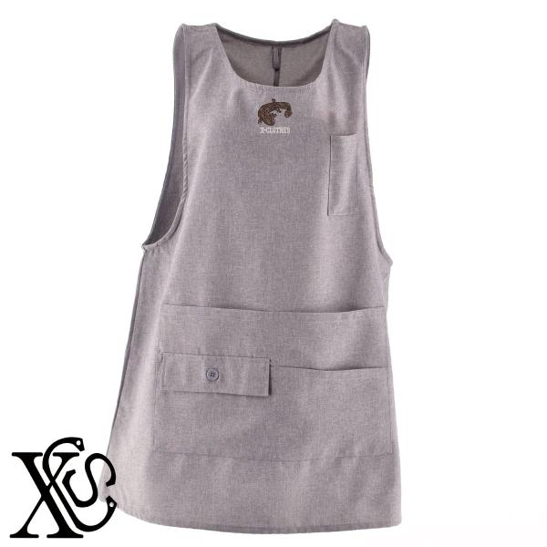 Oo-sanshou-uo 2-pattern Single Embroidered Mid-length Apron Dress Women's Water Repellent Cafe Maternity Overall Plus Size Goods One-point