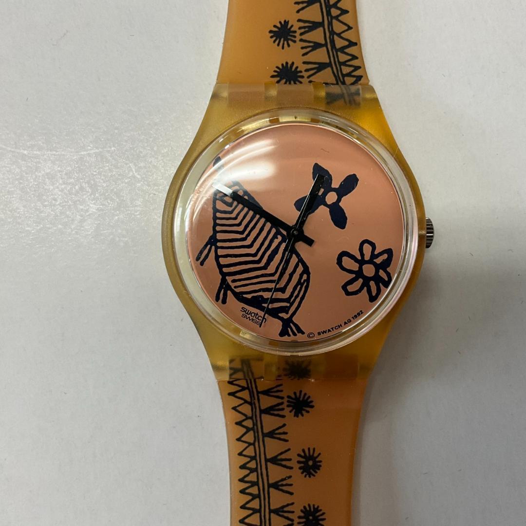 Swatch Wristwatch Ethnic Pattern Style Design Strap Quartz 21cm With Case Unique