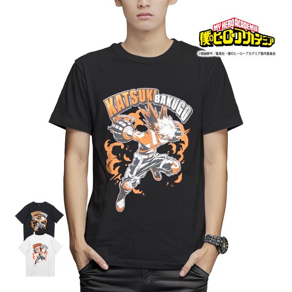 我的英雄学院t恤广岛爆豪短袖黑白黑白角色S M L XL 3L