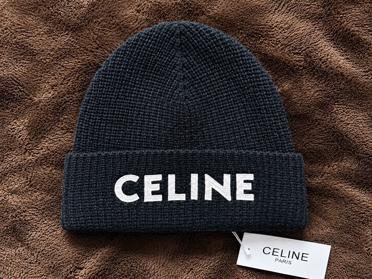 CELINE 塞琳 针织帽 贝雷帽 黑色 带标志