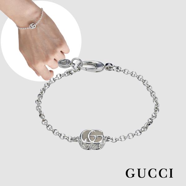 古驰 GUCCI YBA770756001（770756 J8400 8106）GG马蒙特 银色手链［海外正品］