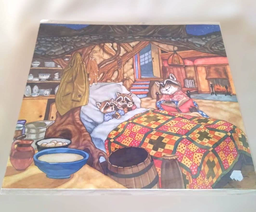 Special Price: Raccoon Family Bedtime – Large Print, 10 Sheets, No. 50484
