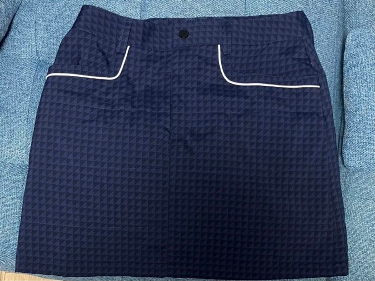 With padding, Autumn/Winter/Spring women's golf skirt, Navy, Houndstooth pattern