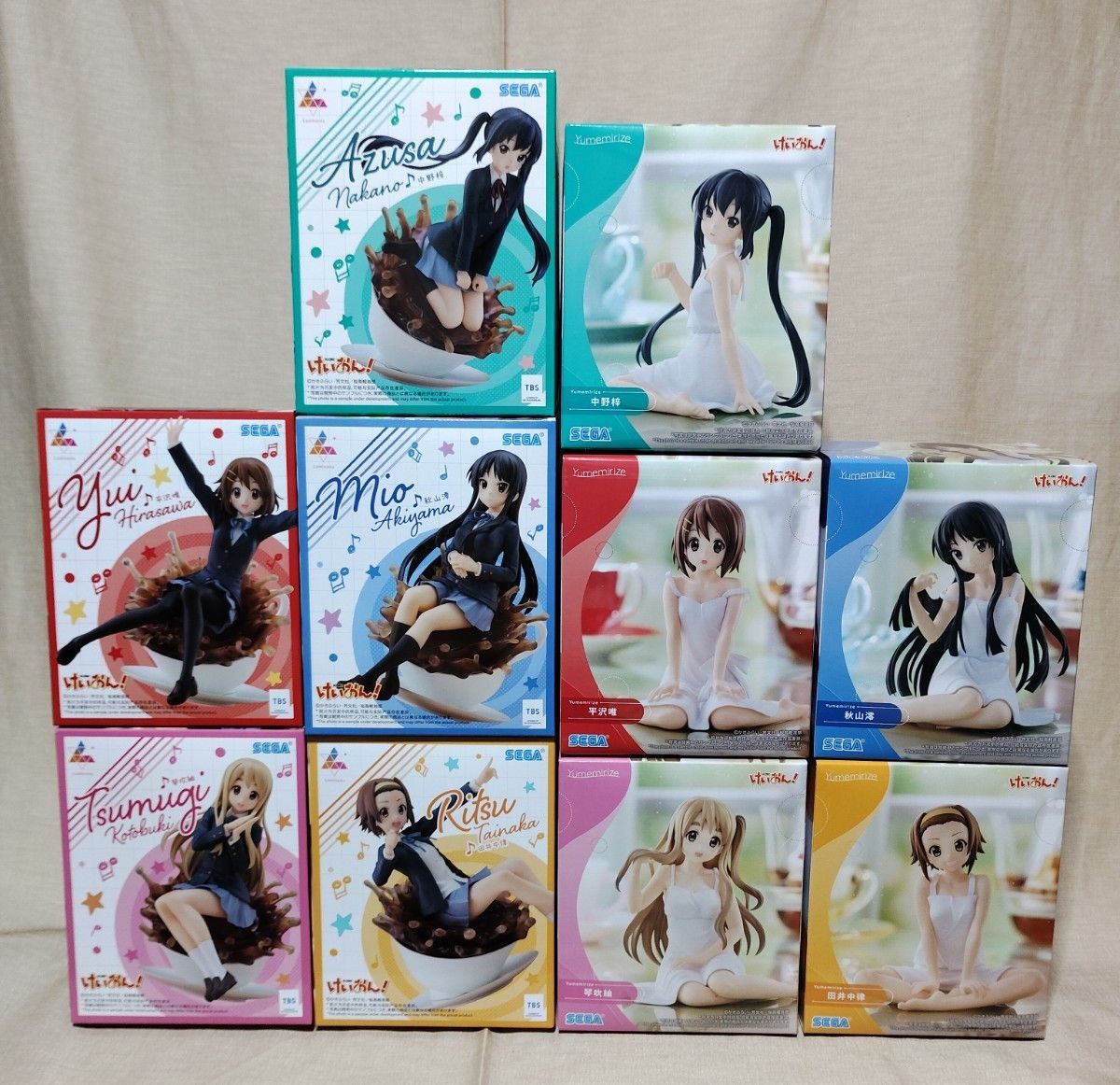 轻音少女!Luminasta Yumemirize 平泽唯 中野梓 秋山澪 田井中律 琴吹紬 手办套装