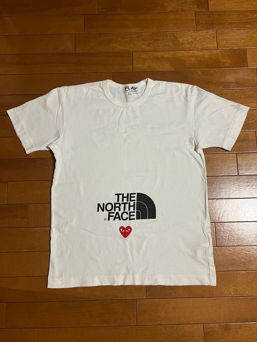 【PLAY COMME des GARCONS×THE NORTH FACE 】◇极美品◇联名T恤/白色/L码