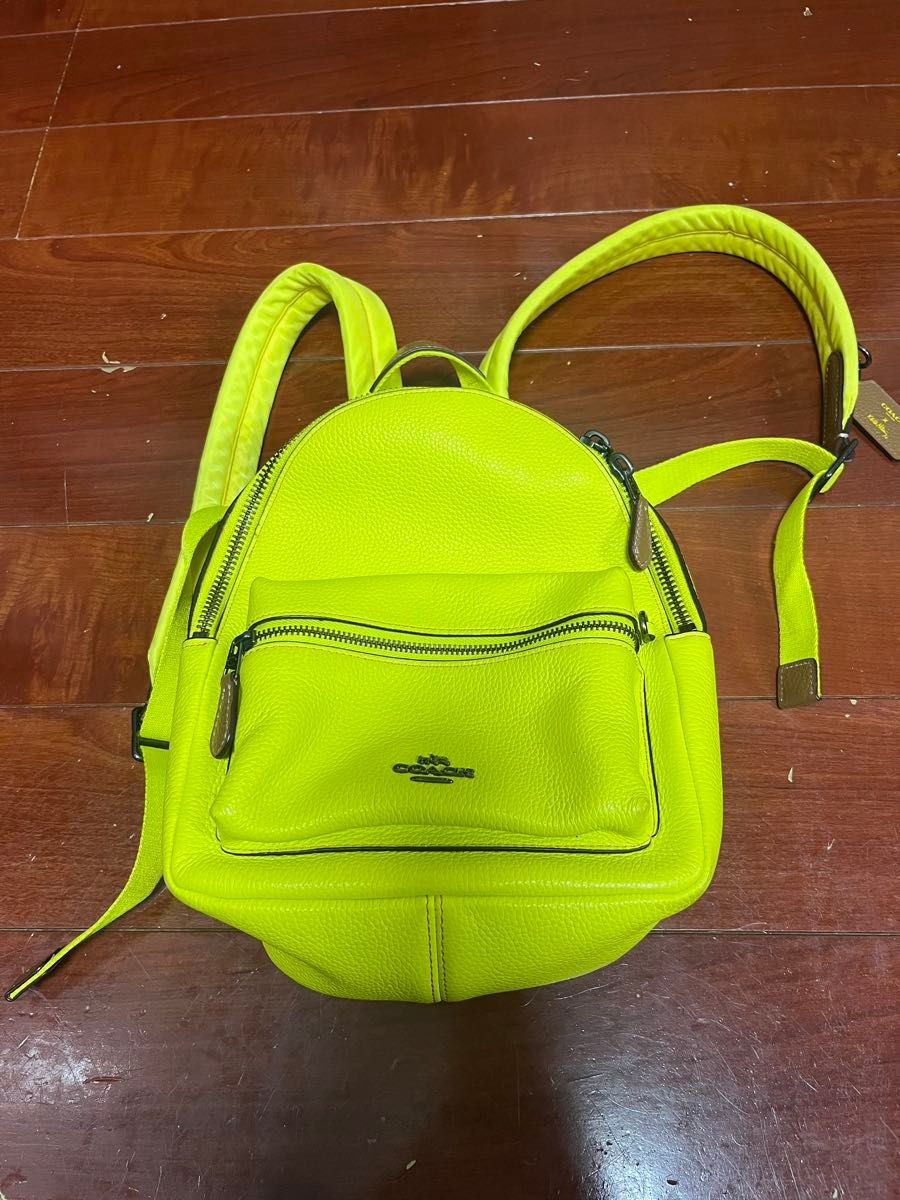 COACH Coach Mini Backpack Neon Yellow Leather