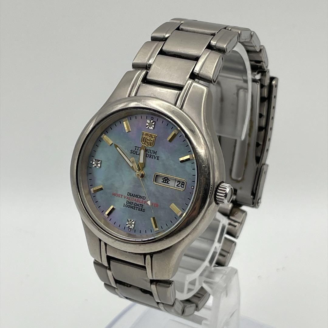 运行ELGIN USA男士钛太阳能外壳表盘vintage