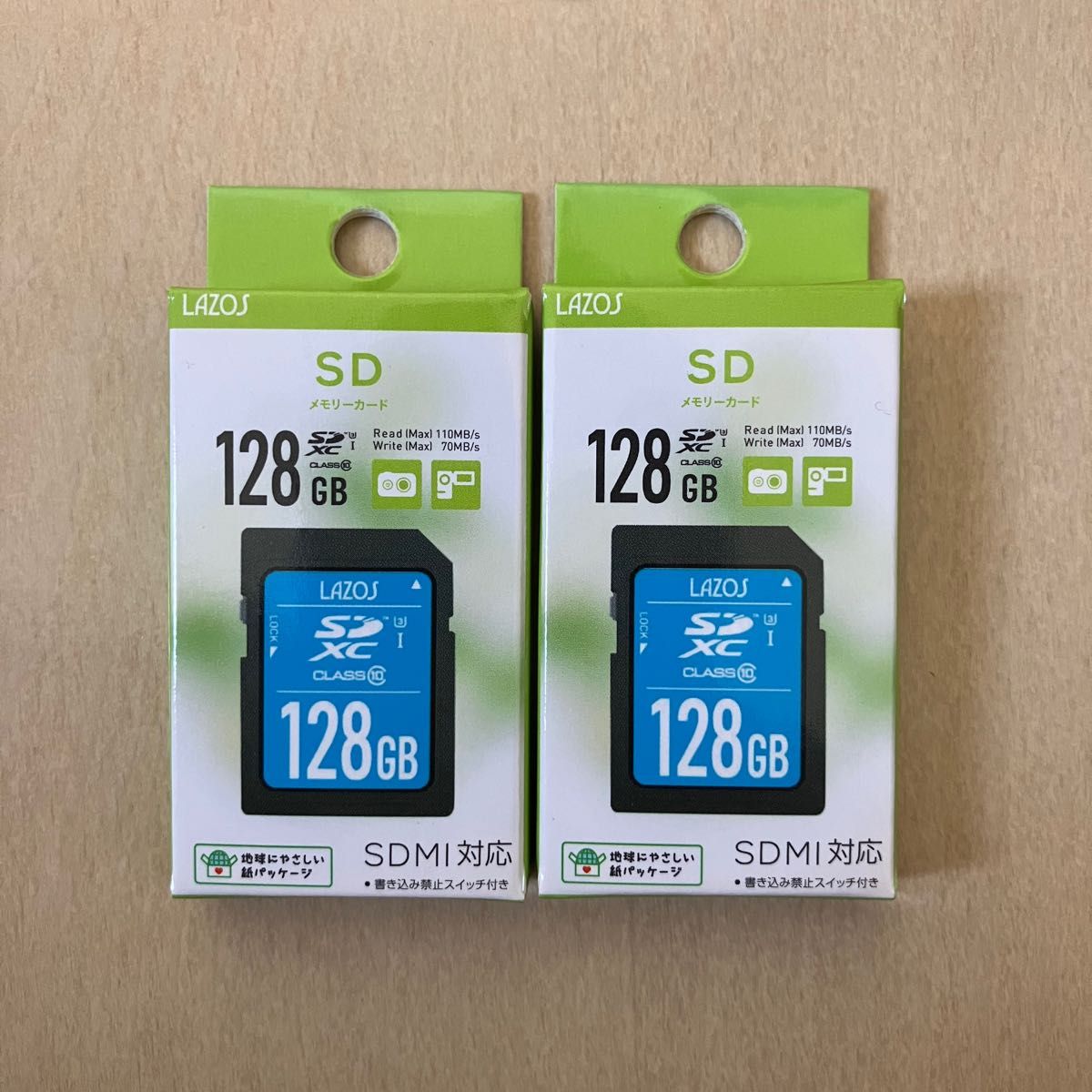 LAZOS SDXC卡 128GB Class10 2片装