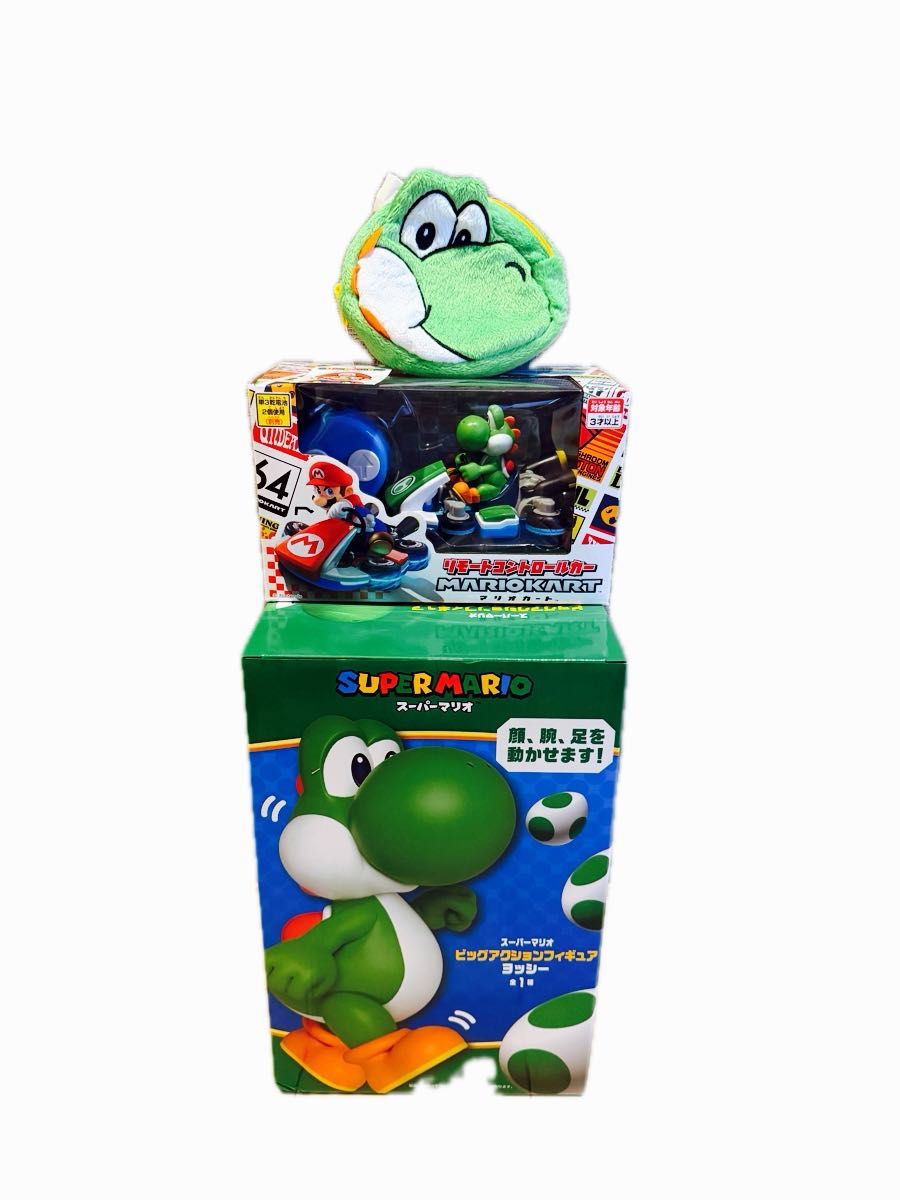 Super Mario Big Action Figure Yoshi & Mario Kart RC Pouch 3-Piece Set
