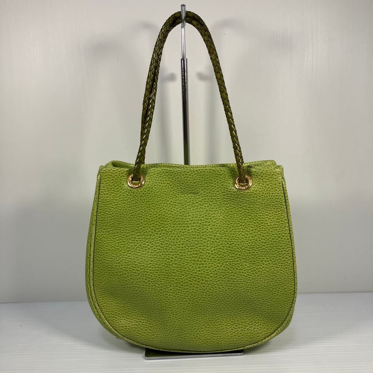 DESMO Dezmo Leather Handbag Light Green Braided Handle