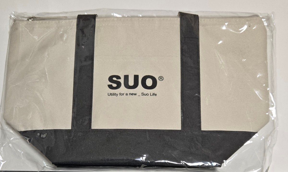 SUO 保冷袋 托特包 帆布材质 米色×黑色