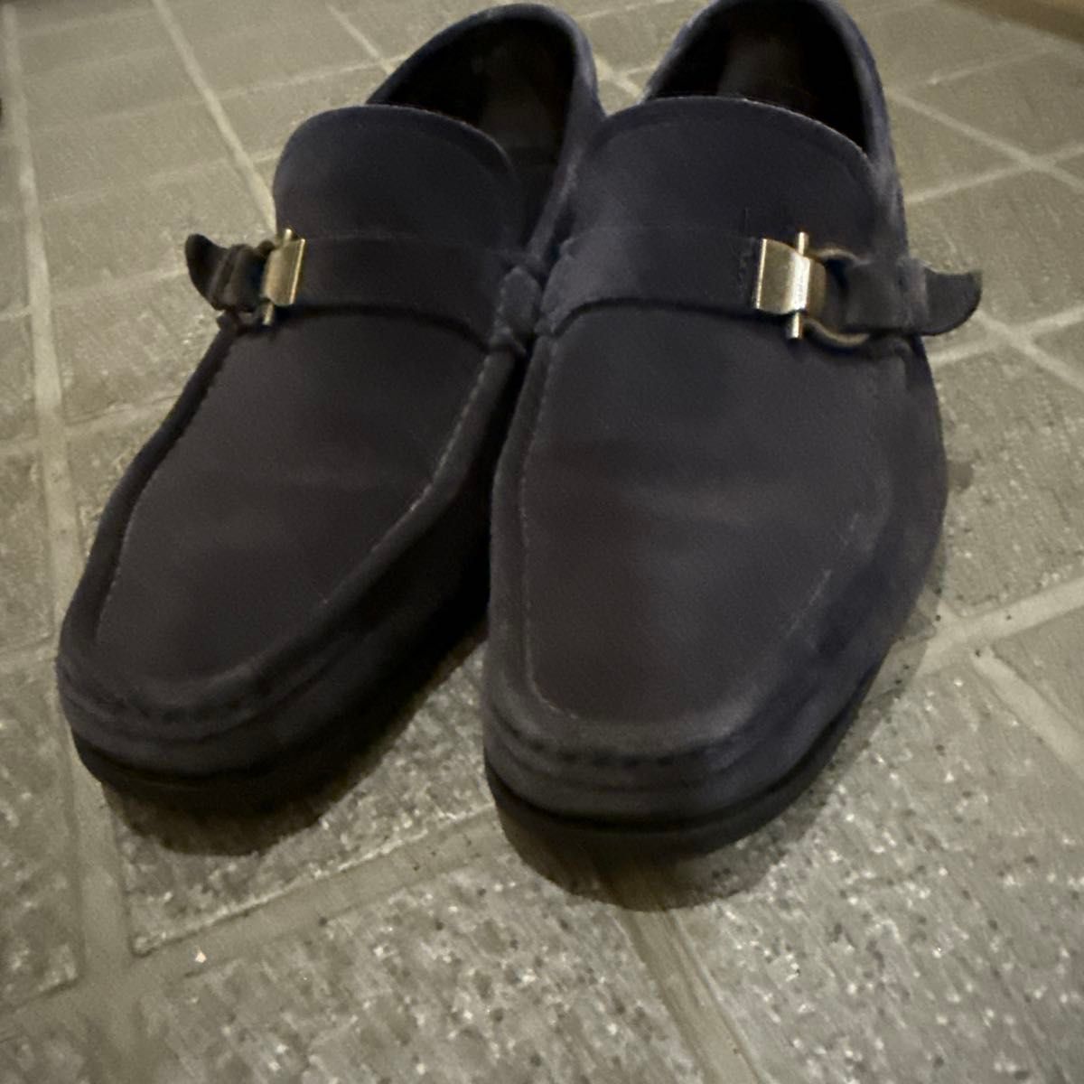 FERGAMO 男士牛反绒乐福鞋 海军蓝 男式皮鞋