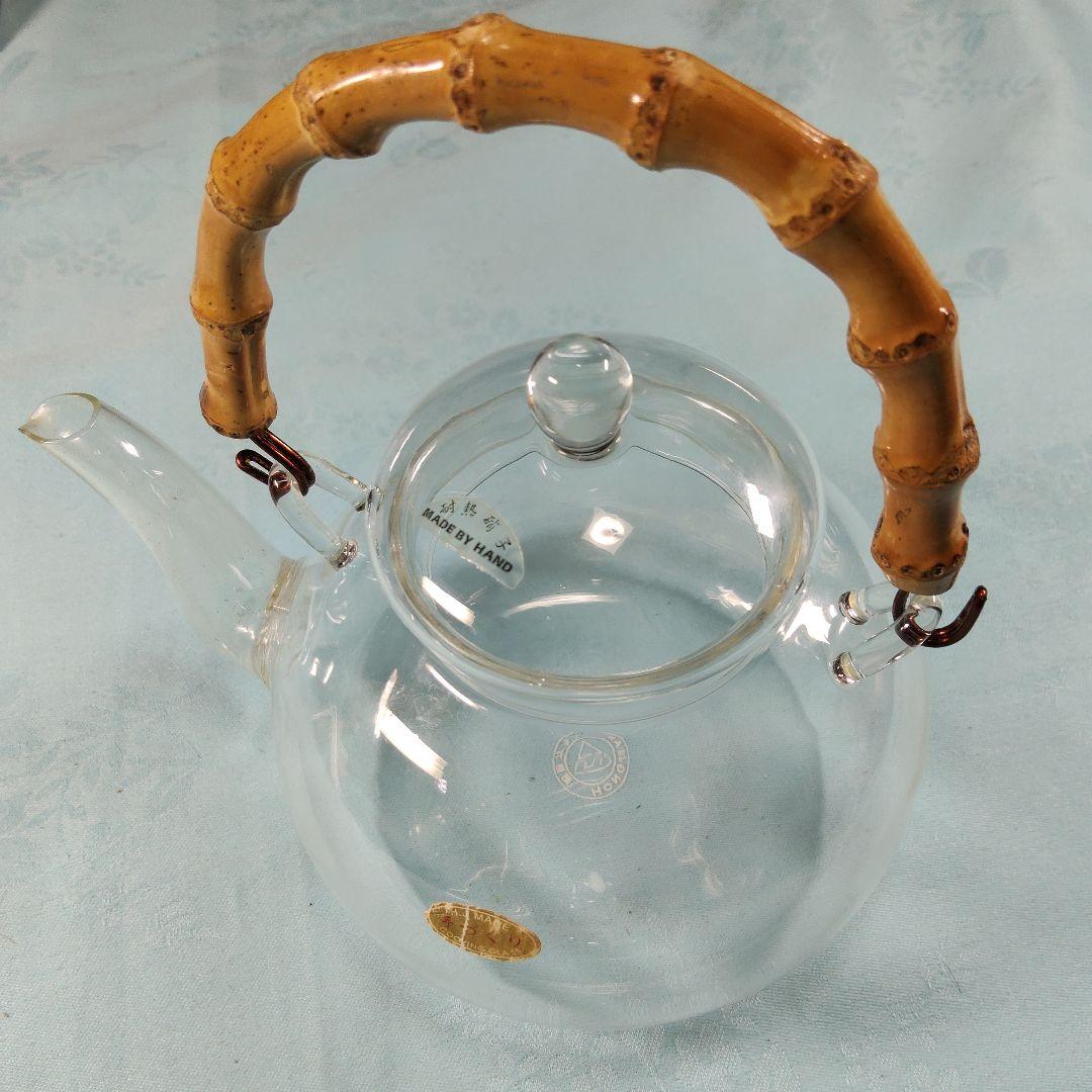 手工耐热玻璃茶壶，竹制手柄