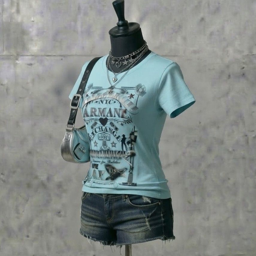 【y2k Heisei gyaru Heisei Fashion archive】 Short-sleeve T-shirt ARMANI