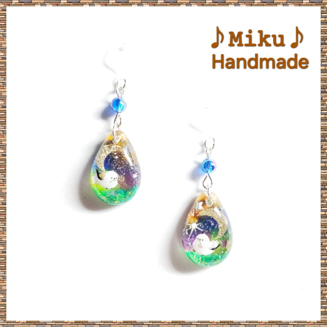 No.658-A西玛埃纳加 ☆ 月 ☆ 夜空 ☆ 手工制作 ☆ 树脂 ☆ 耳环