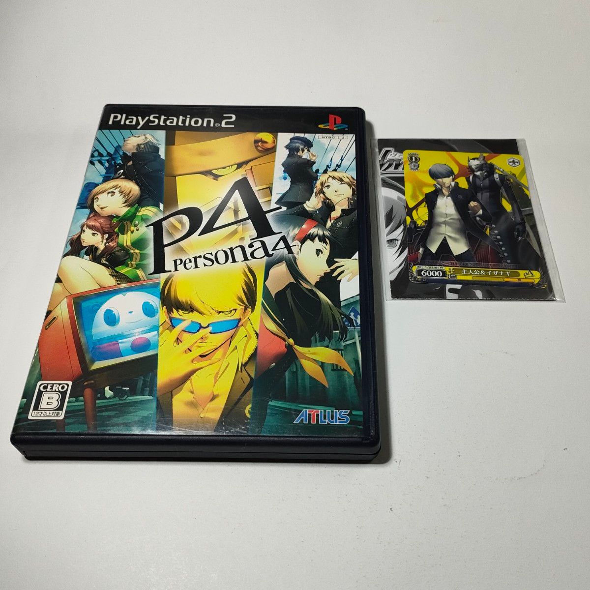 動作確認済│ペルソナ4│カード付き│盤面-スレ・キズ有│解説書-傷み有│PS2│プレステ2【中古ソフト】A002