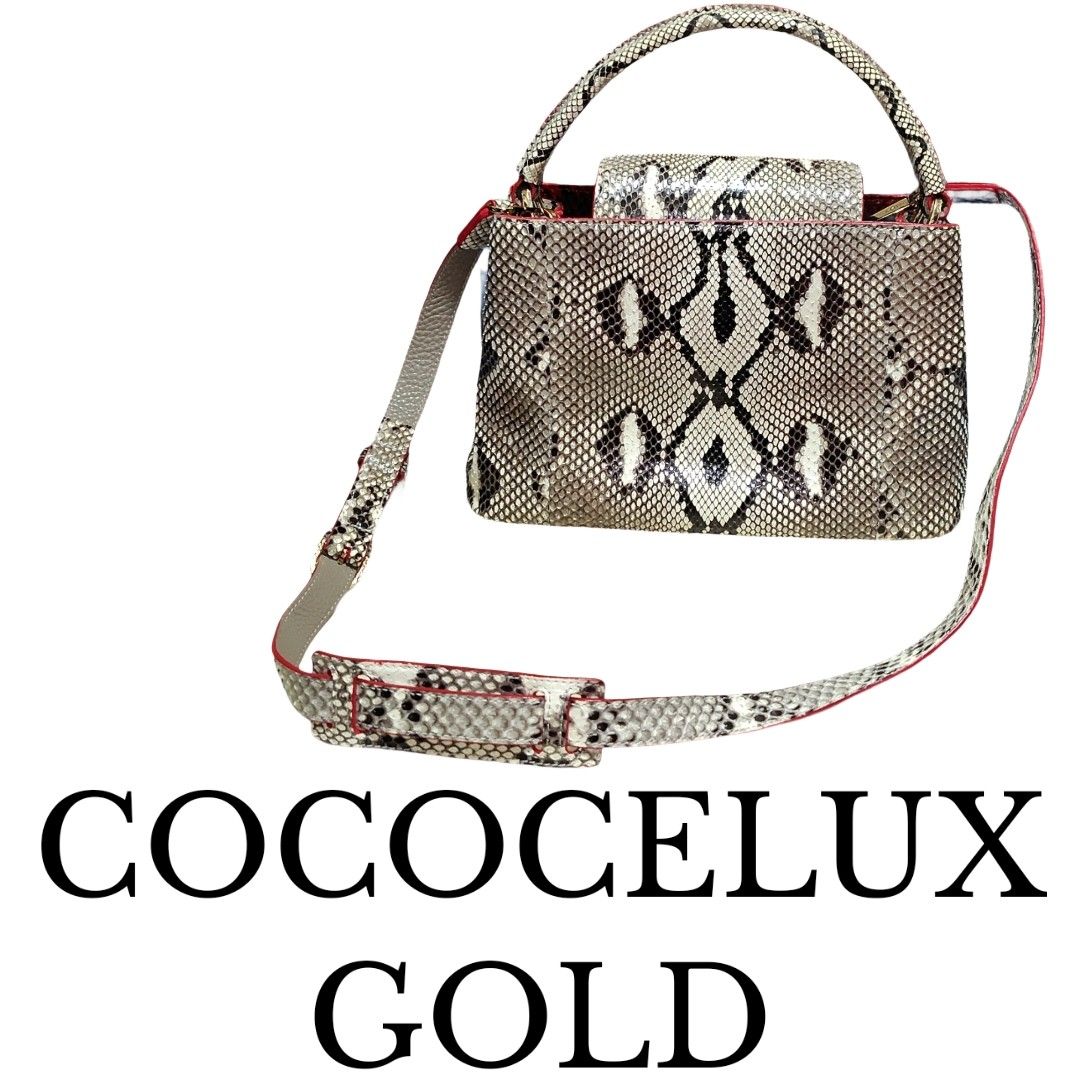 List price: 310,000 yen. Excellent condition. COCOCELUX GOLD snake‑skin 2‑way bag—shoulder bag and handbag.