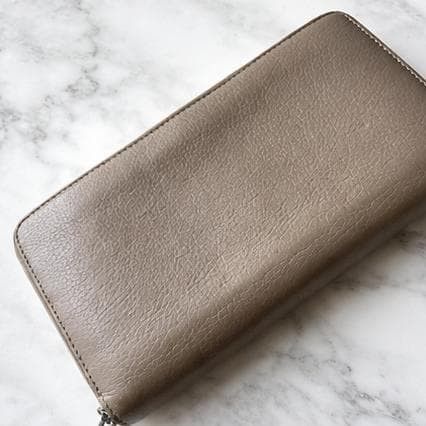 【人気】CELINE セリーヌ ラージジップウォレット グレージュ×レッド 長財布 ロングウォレット 本革 レザー メンズ