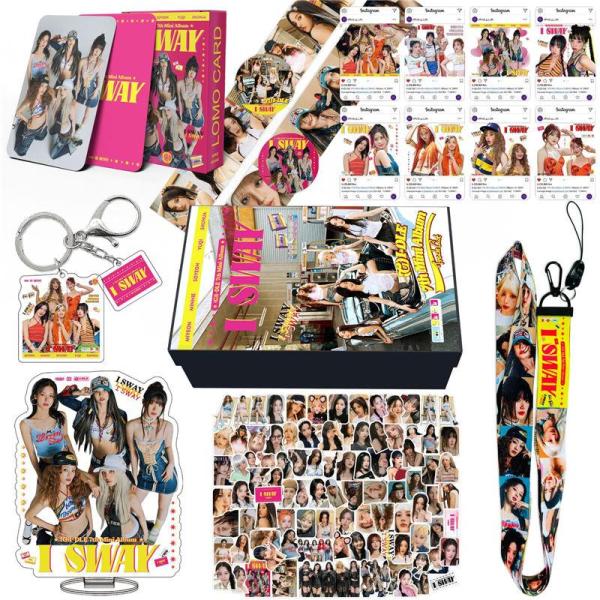(G)I-DLE周边礼品盒 照片卡 I SWAY 录音带套装 交易卡 照片 G.I.D.L.E. K-POP 韩国 钥匙扣 挂绳 贴纸套装 礼品