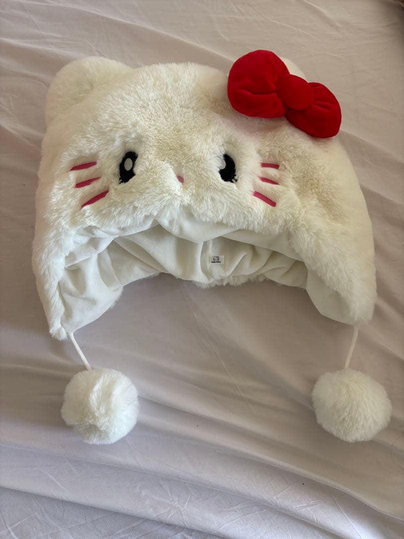 USJ 哈喽 Kitty 头套 帽子 白色