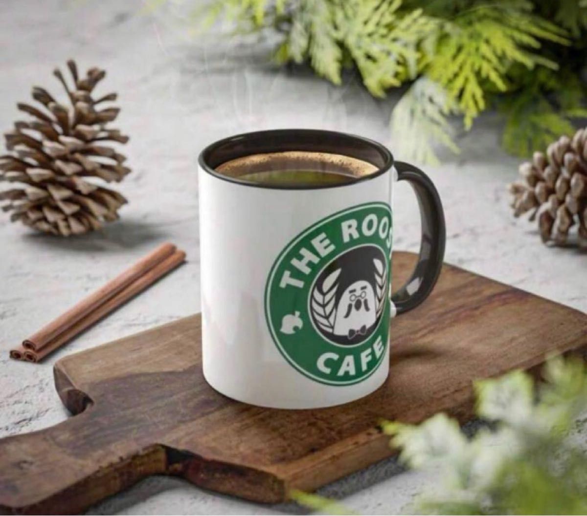 全新未使用品 动物之森 喝茶的鸽子窝 主人 马克杯 咖啡杯 黑色