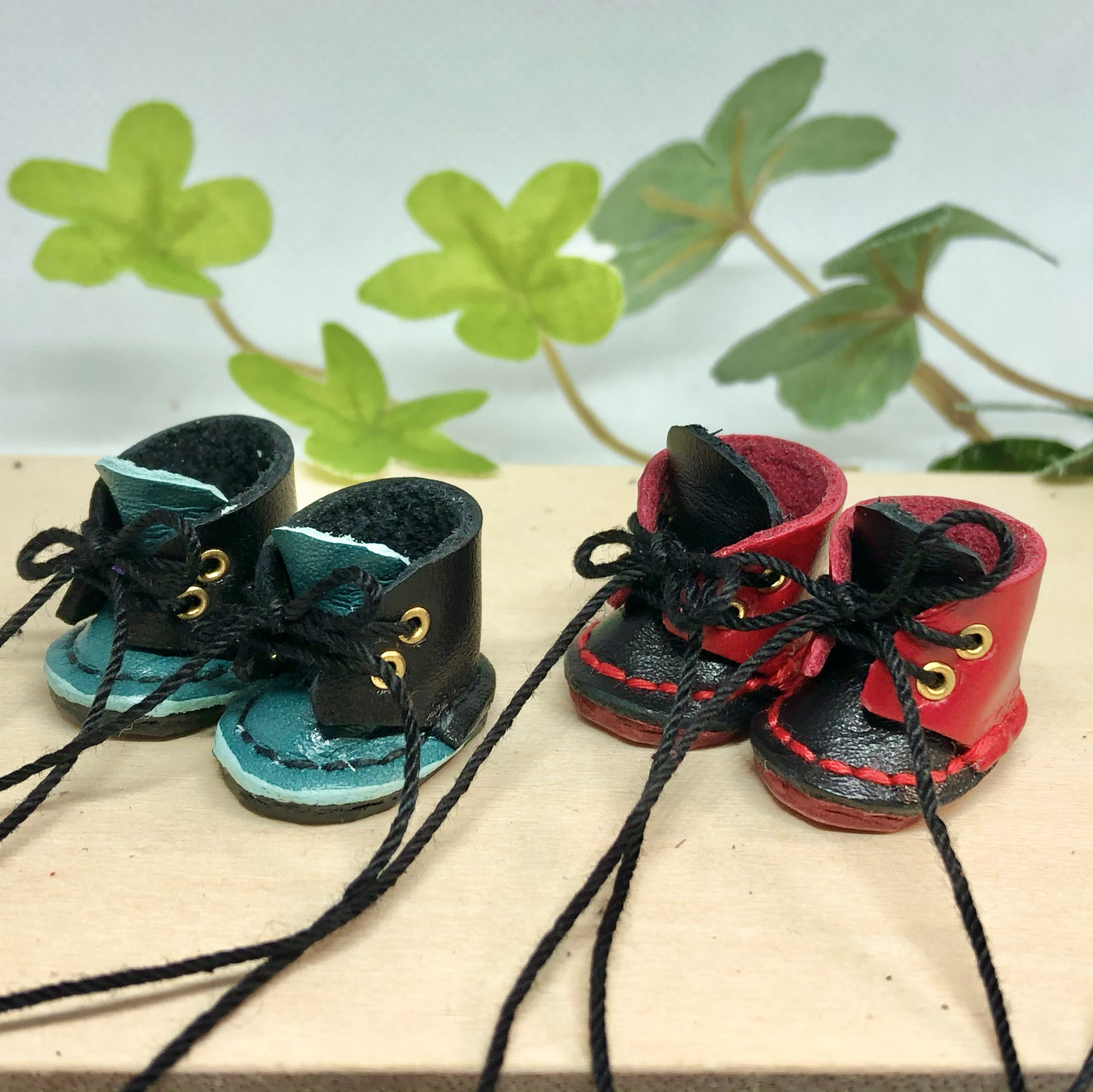 皮革工艺 圆头靴 一双 迷你靴。