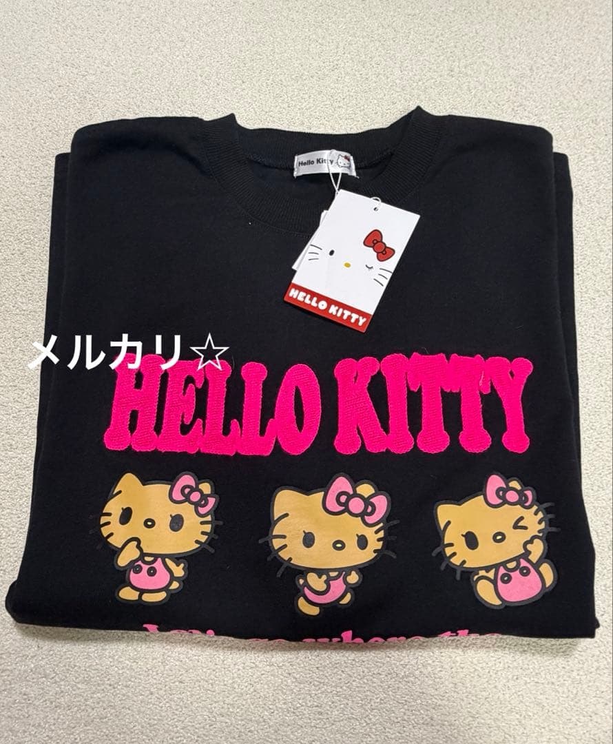 Hello Kitty 短袖T恤 M码 黑色 粉色