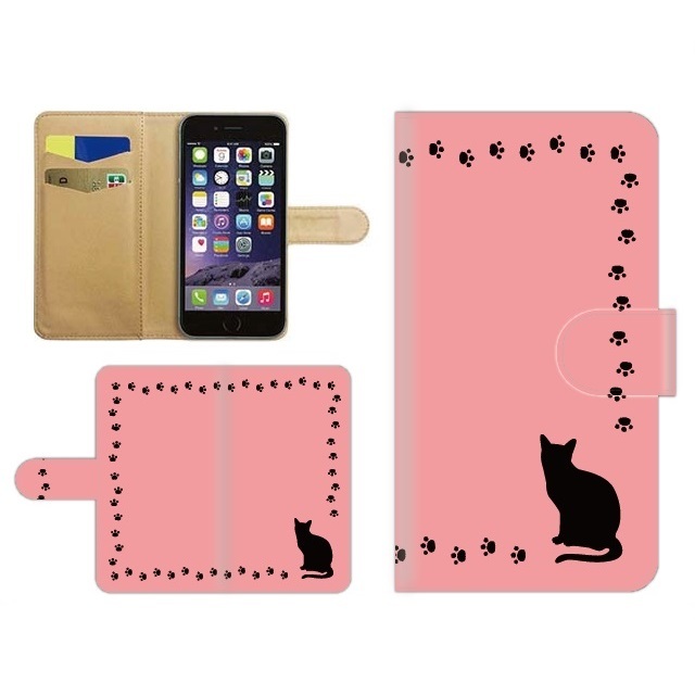 全机型通用★猫咪脚印☆猫咪剪影★手账式手机壳
