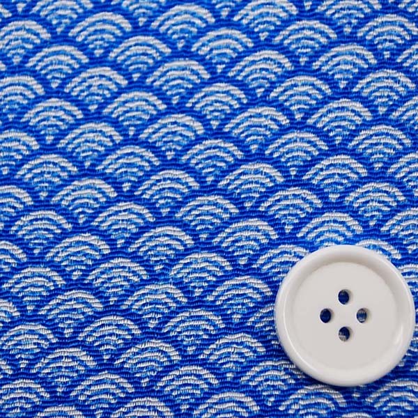 人造丝绉布 日本传统图案 青海波 蓝色 【手工制作用小块布料】 0643-40