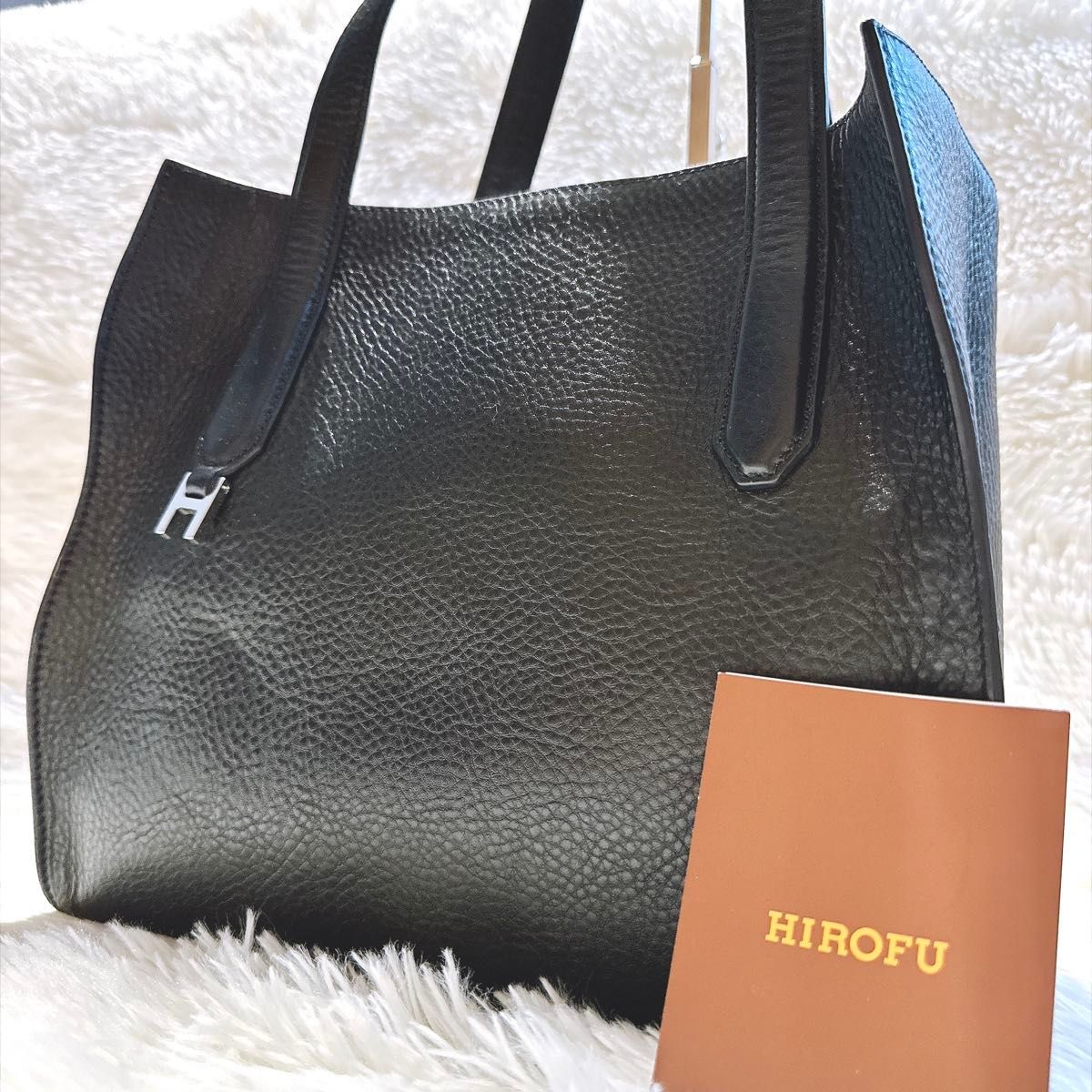 Hirof Nouvola M Tote Bag, All-Leather, Dark Navy, with Storage Bag