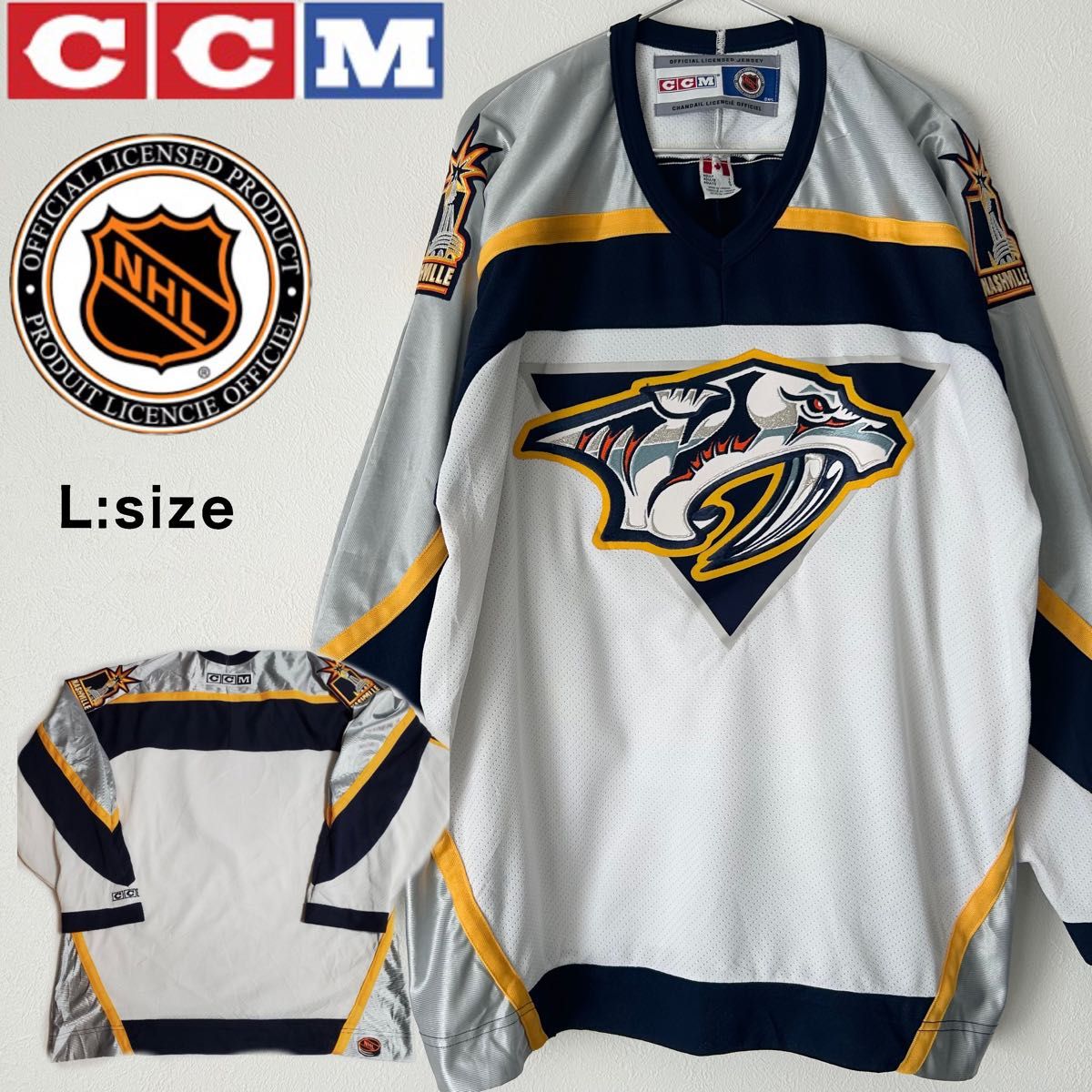 【NHL × CCM】美品纳什维尔 · 普雷德兹曲棍球衬衫制服冰曲棍球运动衫游戏衬衫加拿大制
