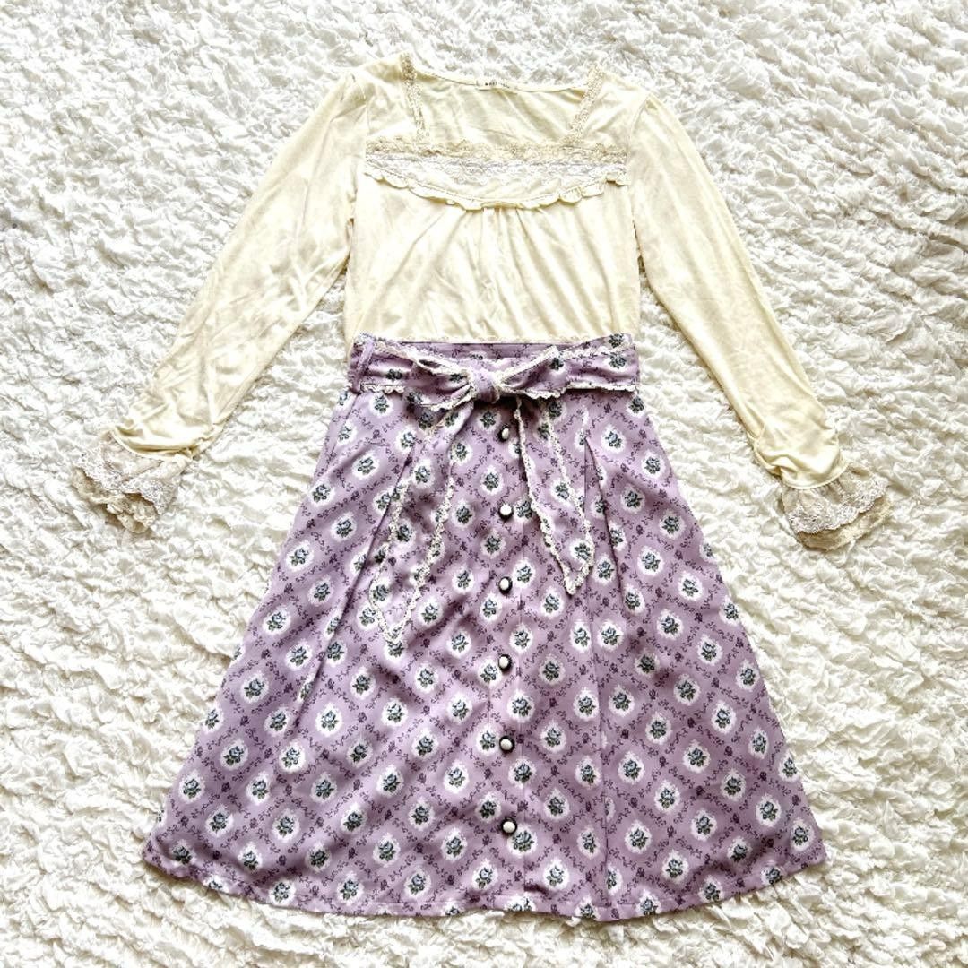 axes femme バレエコア　レース 花柄 スカート セット [C22]