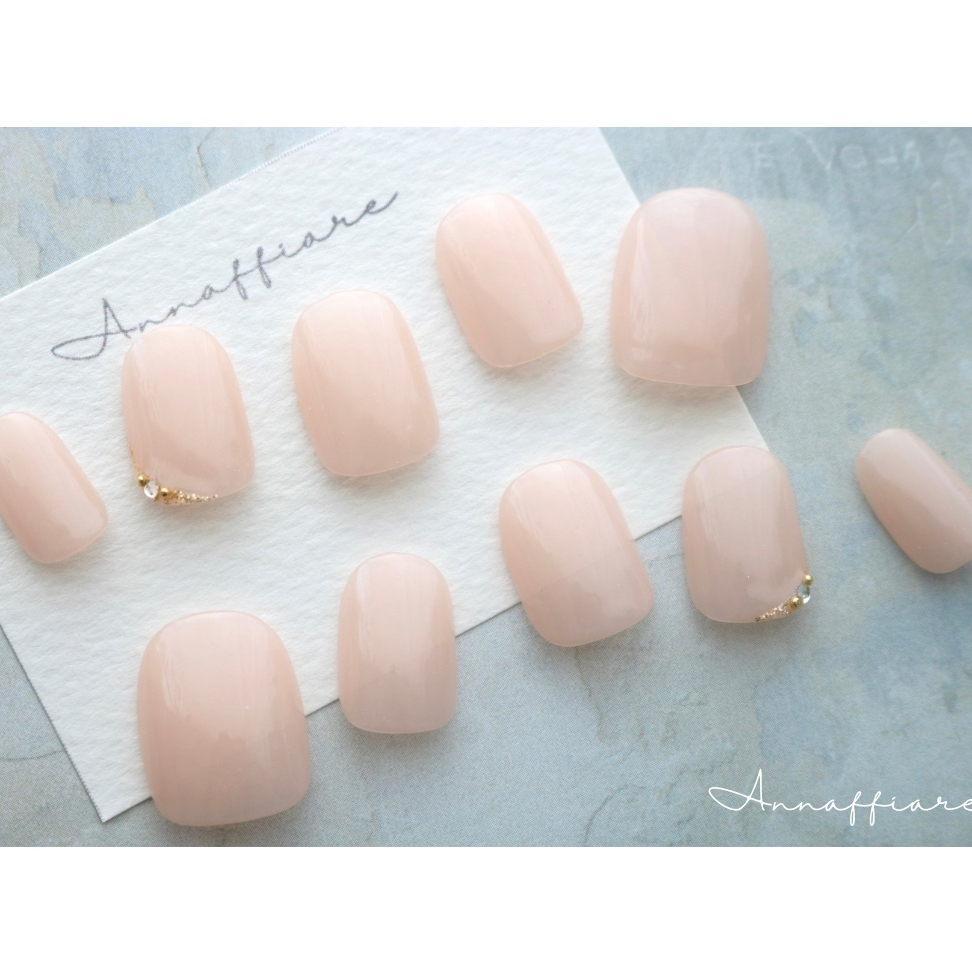 Sheer Pink Beige Simple Nail Tips (Gold & Clear) / Annaffiare Snake Claw Wedding Shinto Ceremony Kimono Style