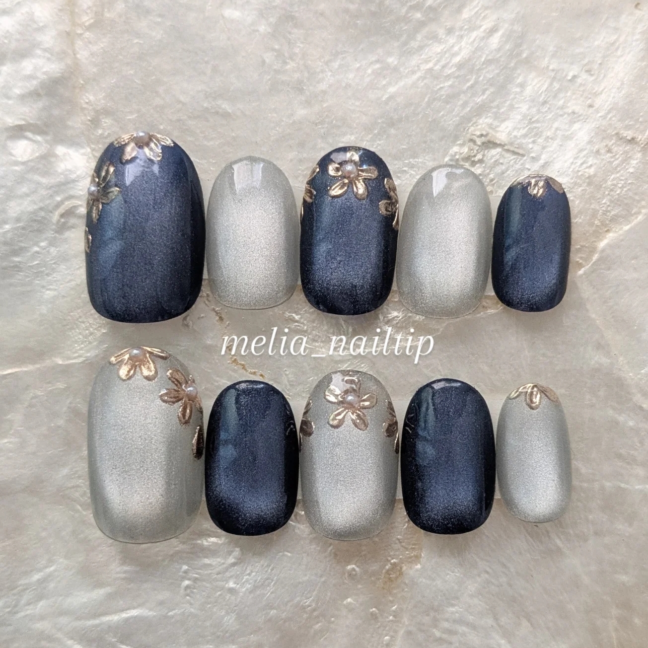 [Choose Your Color] Magnet Nail Tips (Mirror Flower / Bridal Nails / Wedding Nails)
