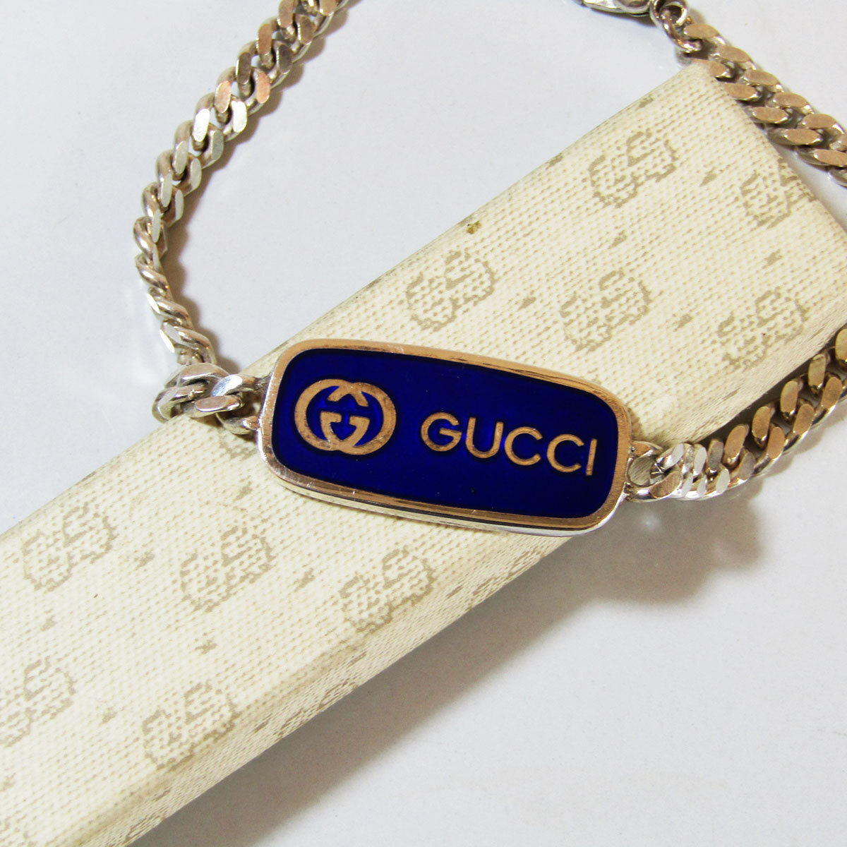 OLD GUCCI wine red leather logo vintage silver 925 bangle