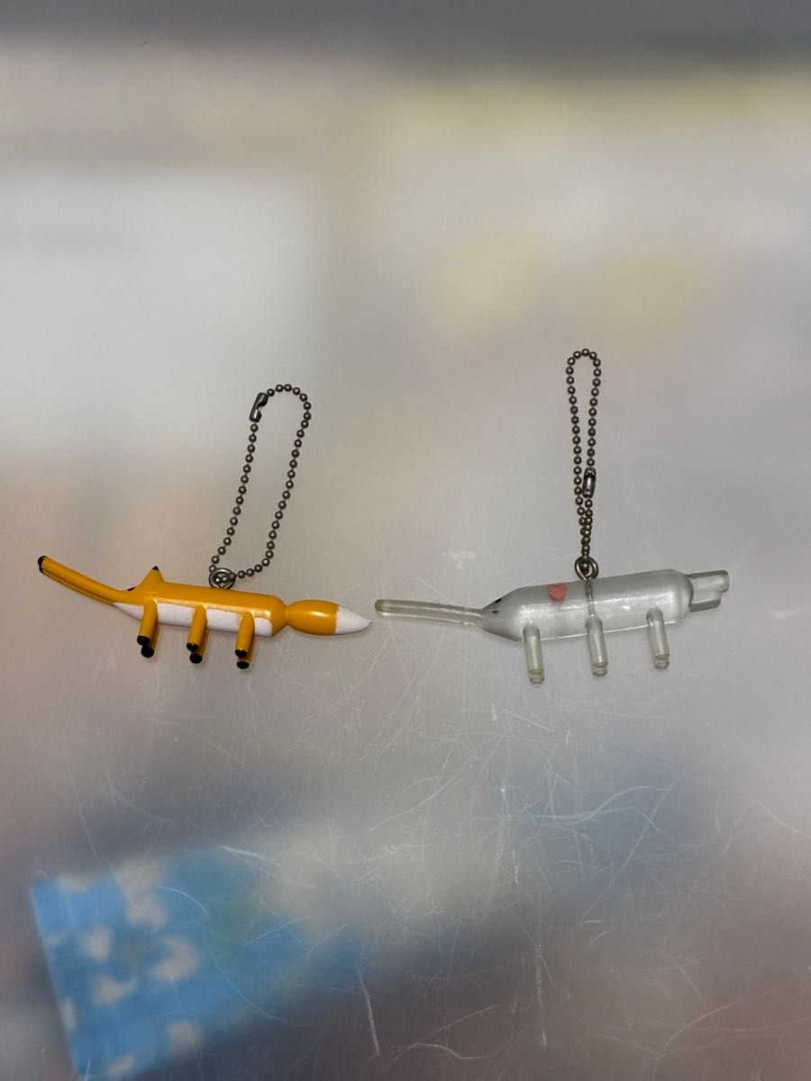 Animal Motif Keychain 2-Pack Fox Clear Charm Chiropractor Shrimp Fox Shrimp Molting Shrimp