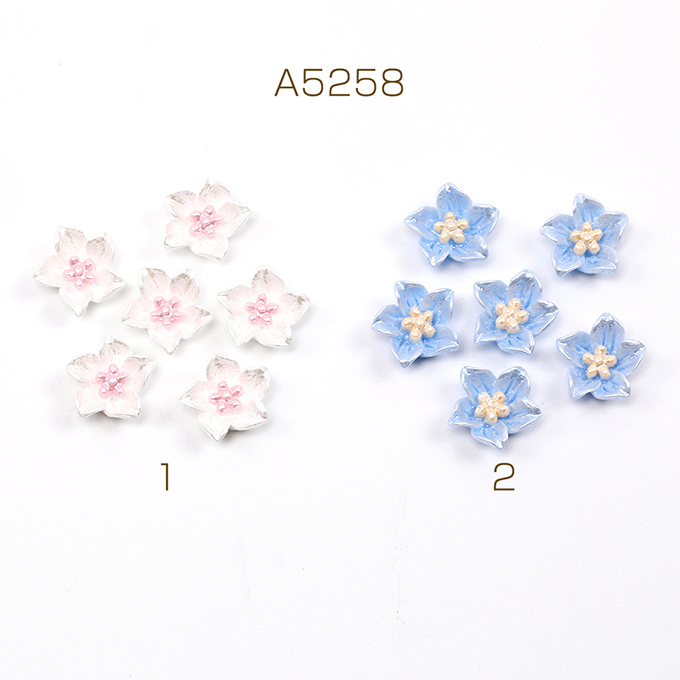 A5258-1 45个贴花零件树脂制立体花零件指甲零件树脂封入零件装饰零件花11mm 3 x(15个)
