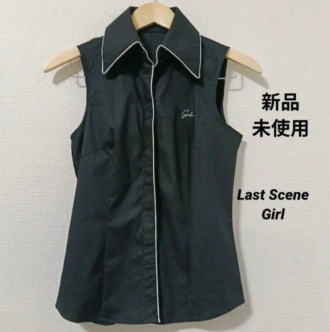 Last Scene Girl无袖衬衫衬衫黑色自由尺寸