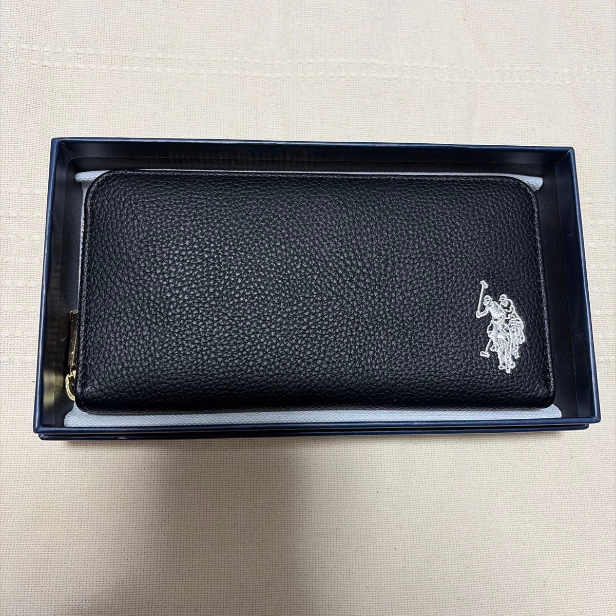 U.S. POLO ASSN.长钱包圆形拉链黑色