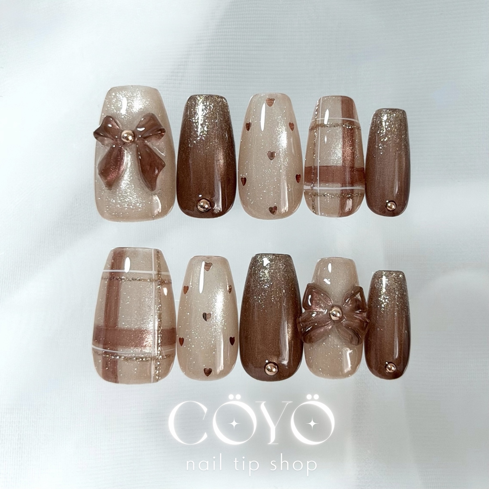 Free-to-remove gel nail, Warm charm, new work, adult nail tip size order Korean nail tip autumn/winter nail tip check nail wedding graduation ceremony