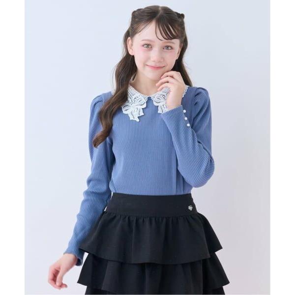 mezzo piano junior / メゾピアノジュニア レース衿つきテレコ長袖Tシャツ♪