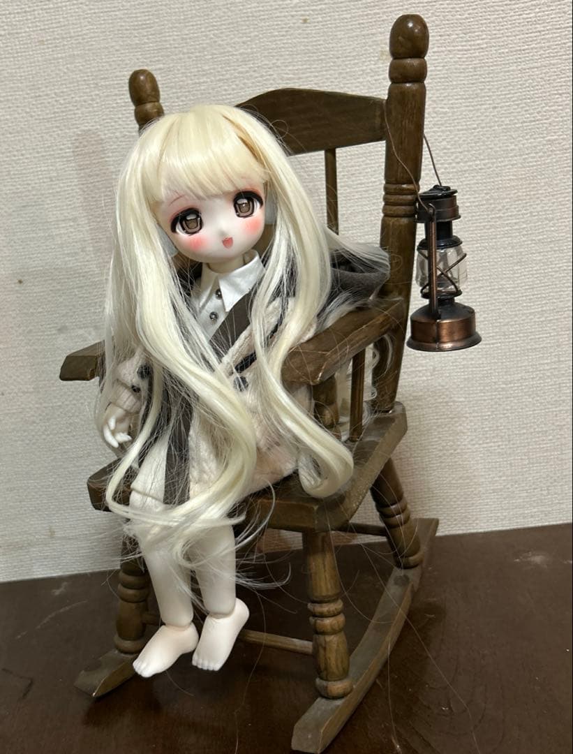 30cm-40cm娃娃用 复古风木制椅 摇椅
