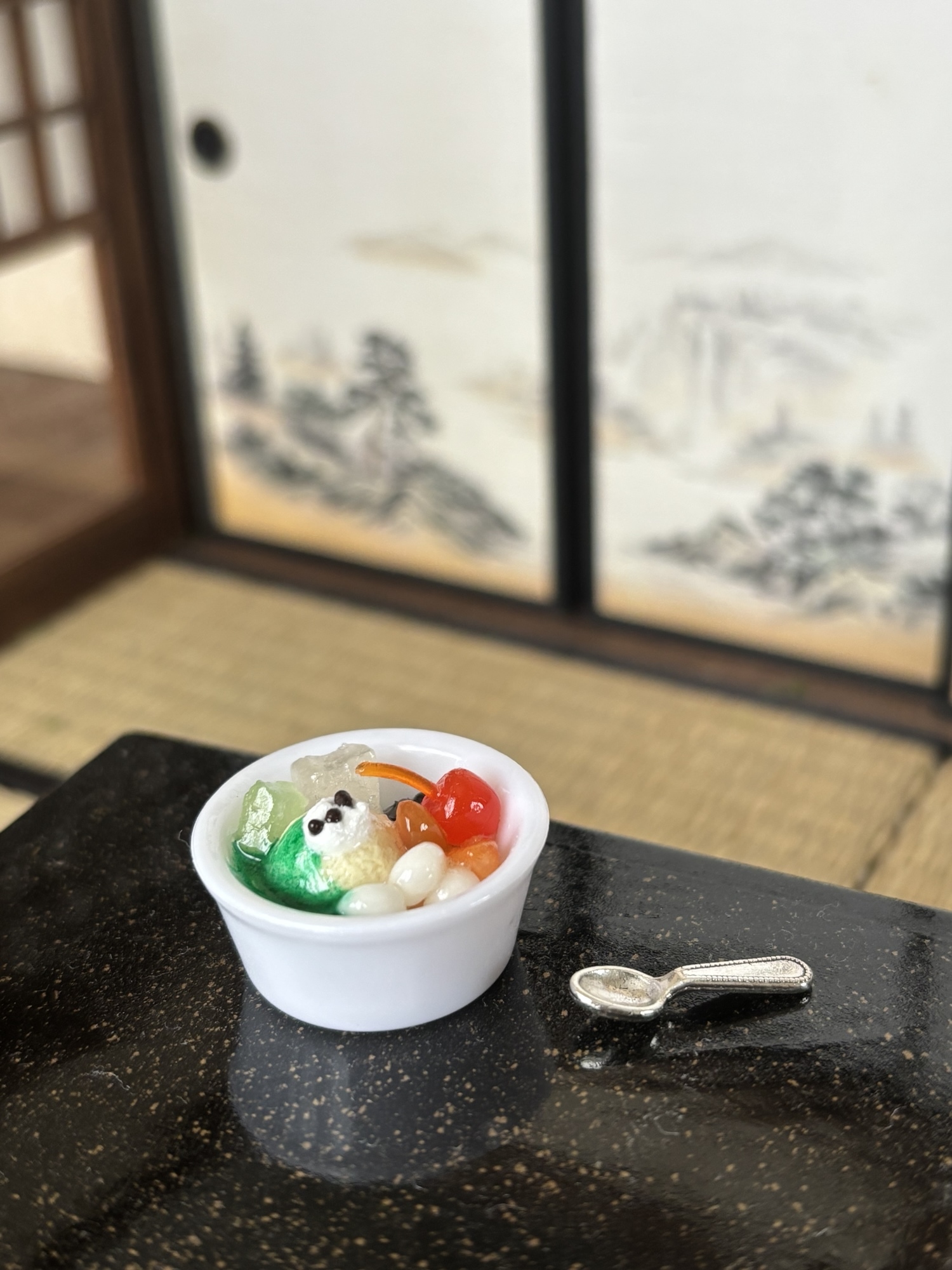 抹茶红豆蜜汁甜品|玩偶专用 假食物 微型食品