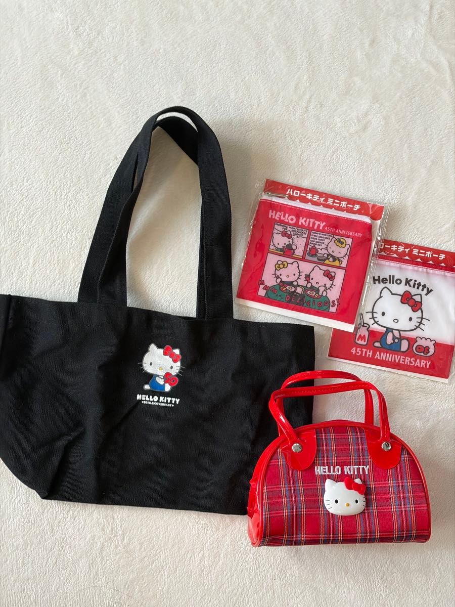 Hello Kitty Tote Bag, Mini Pouch, Checkered Mini Boston Bag - Sanrio