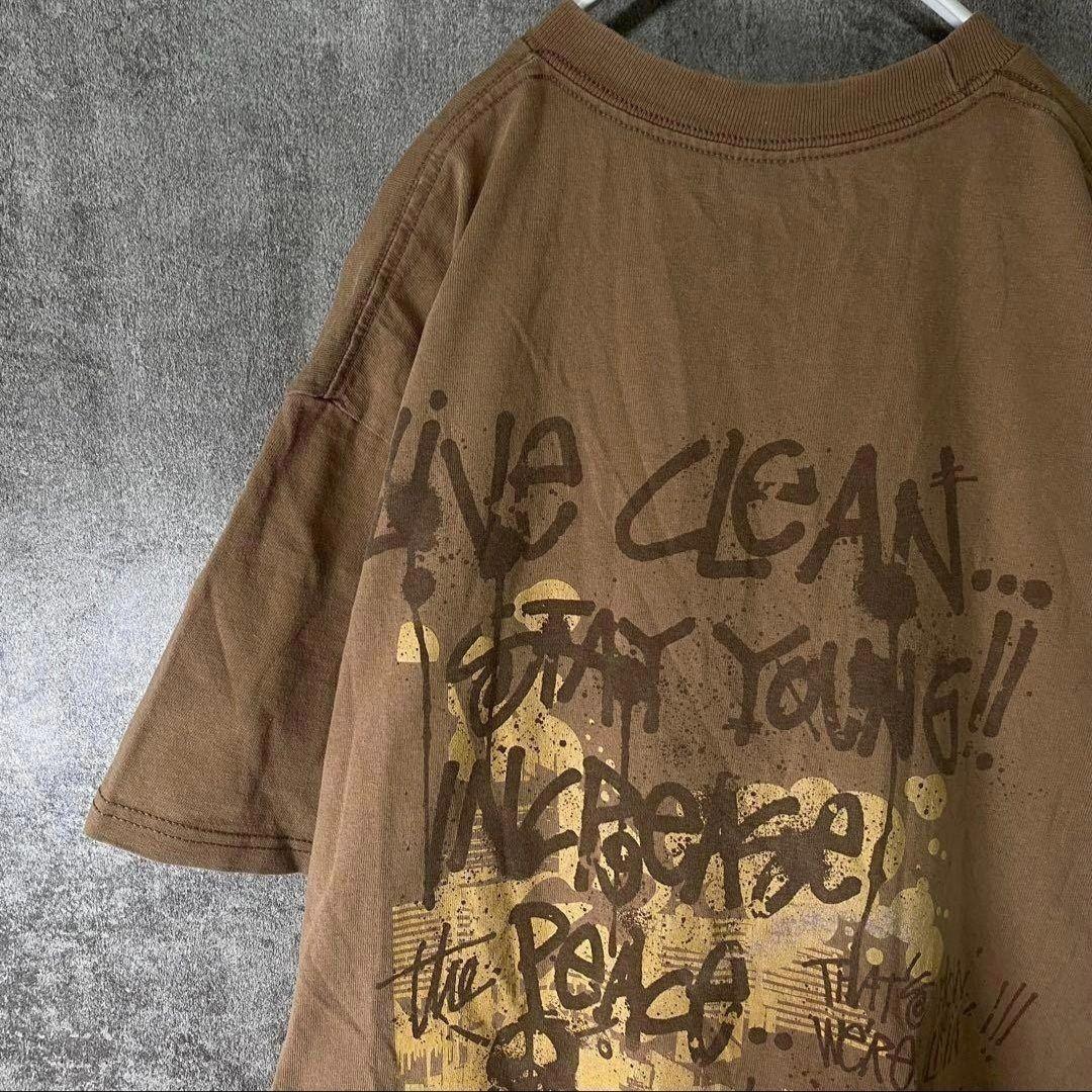 Stussy t恤衫M茶图形背印宽松