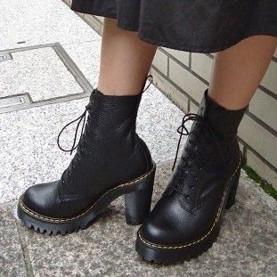 【极美品】Dr.Martens KENDRA 英国3码 黑色 厚底 高跟靴 10孔