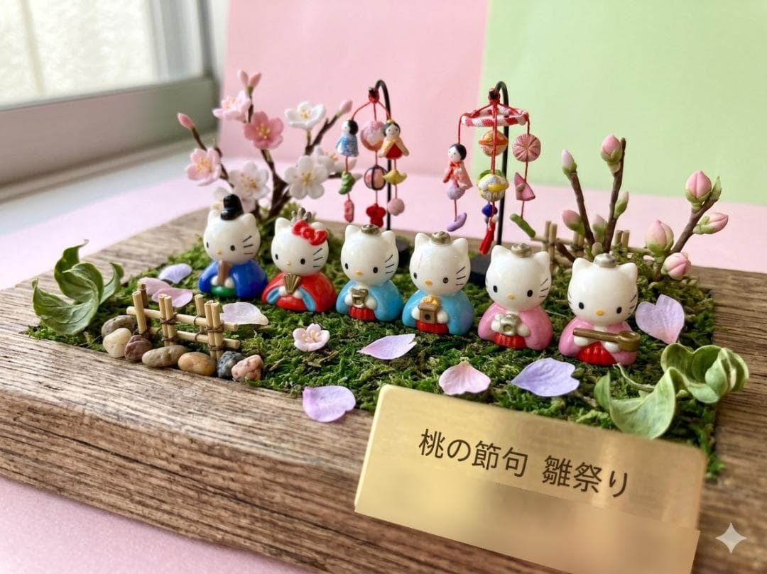 Hello Kitty 桃花节 雏祭 迷你人偶 6件套