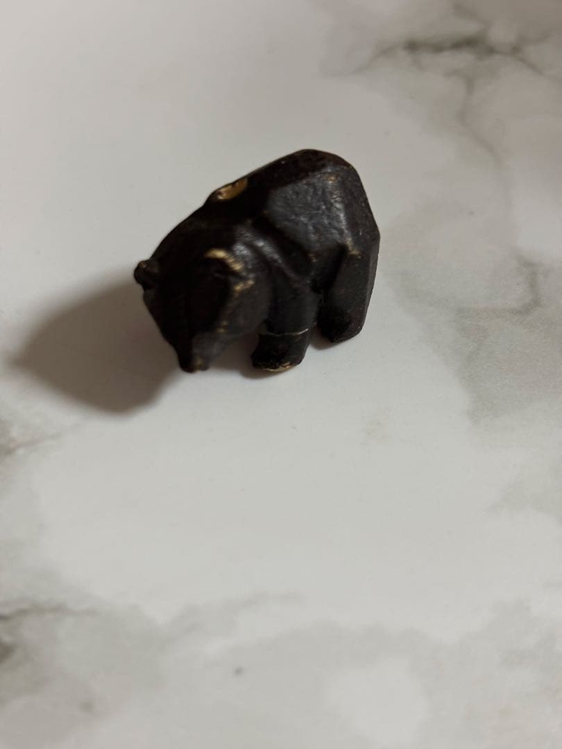 Wood-carved Bear Ornament Miniature with Scratches and Holes