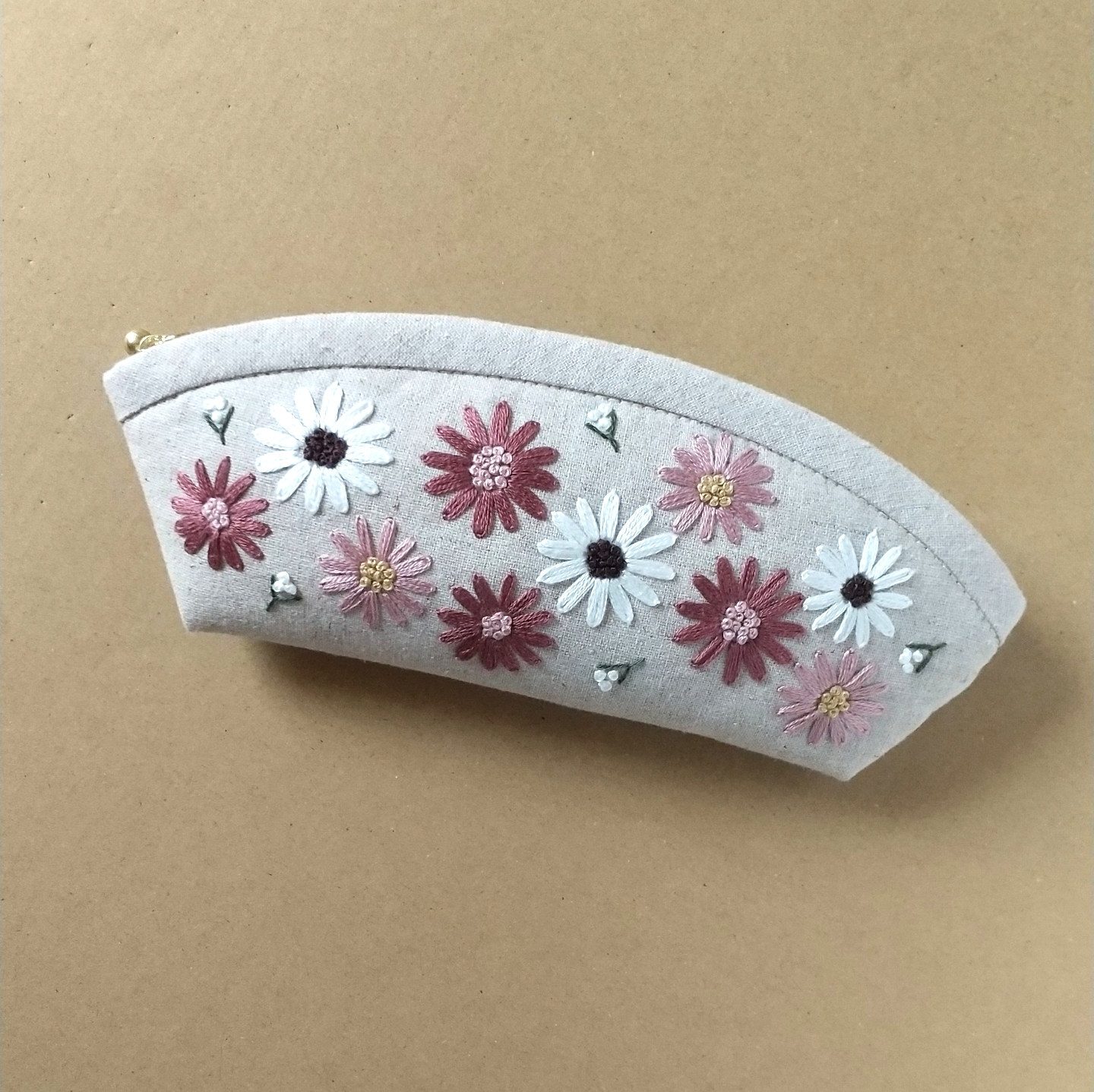 花卉手工刺绣眼镜盒