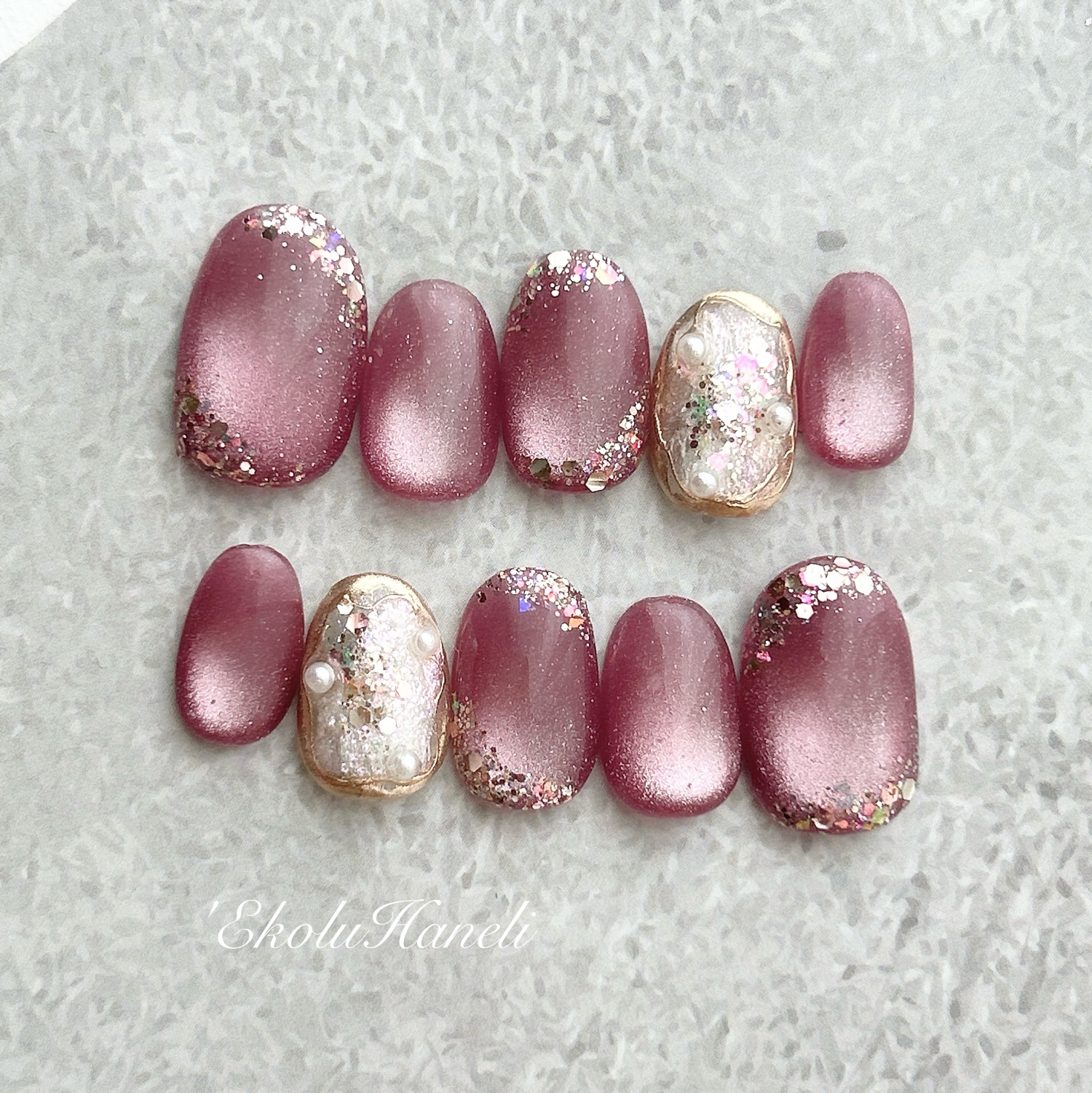 [ Popular Design ☆ Pink Magnet Design ~Dusty Pink Mag x Nuance~ 【In-stock Sale / Size Order Available】 Nuance Nail Magnet Nail Autumn Nail Holiday Nail Nail Tip